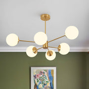 Freyza | Aevig Minimalist Brass Brass Glass Chandelier – Minimalist Dining Room Living Room