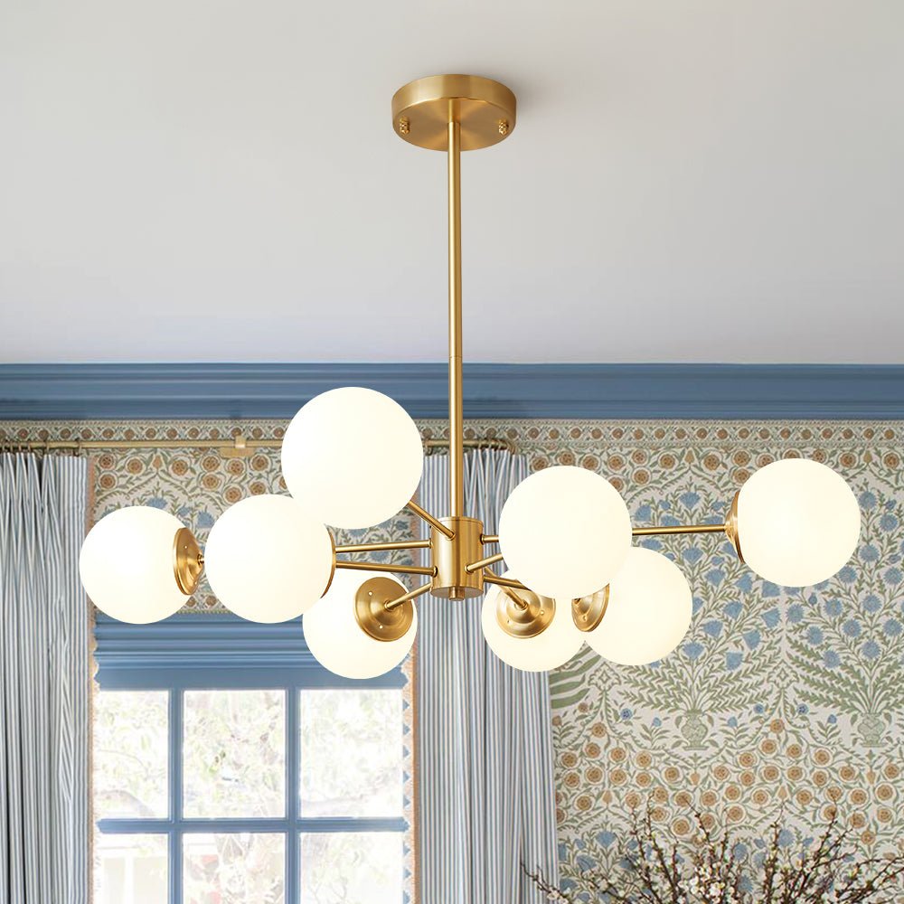 Freyza | Aevig Minimalist Brass Brass Glass Chandelier – Minimalist Dining Room Living Room