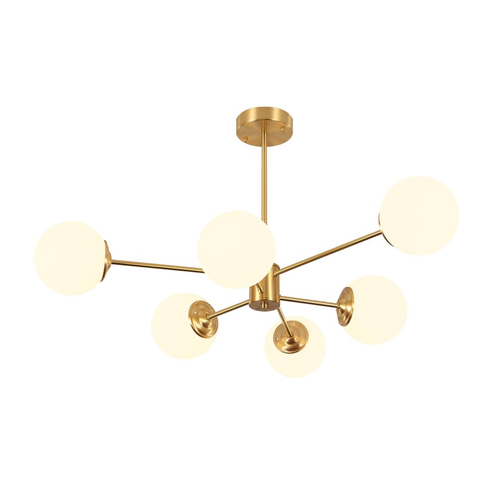 Freyza | Aevig Minimalist Brass Brass Glass Chandelier – Minimalist Dining Room Living Room