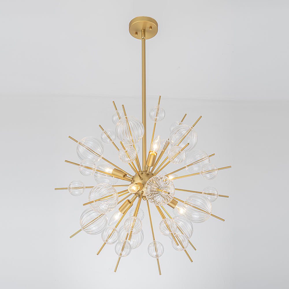 Freyza | Yrvuvya Ribbed Globe Glass Chandelier – Dining Room Living Room