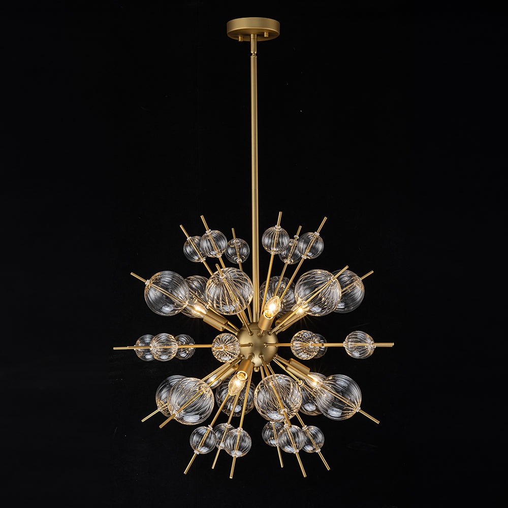 Freyza | Yrvuvya Ribbed Globe Glass Chandelier – Dining Room Living Room