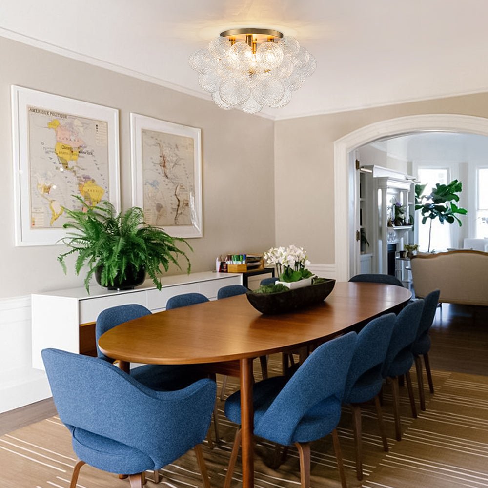 Freyza | Ornuvum Cluster Rippled Glass Chandelier – Dining Room Living Room