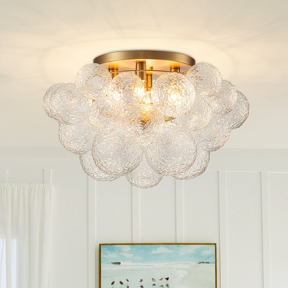 Freyza | Ornuvum Cluster Rippled Glass Chandelier – Dining Room Living Room