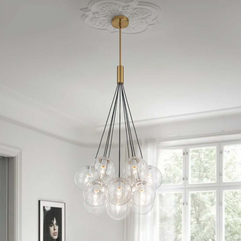 Freyza | Jarnbruva Contemporary Cluster Glass Chandelier – Contemporary Dining Room Living Room