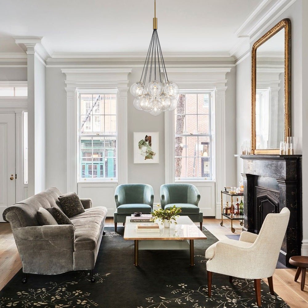 Freyza | Jarnbruva Contemporary Cluster Glass Chandelier – Contemporary Dining Room Living Room