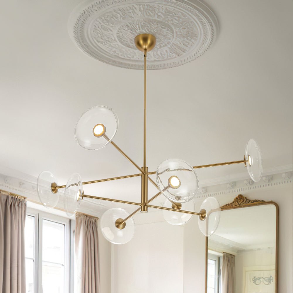 Freyza | Lustre design Tinduli à 8 lumières en verre, intensité réglable – salle à manger et salon