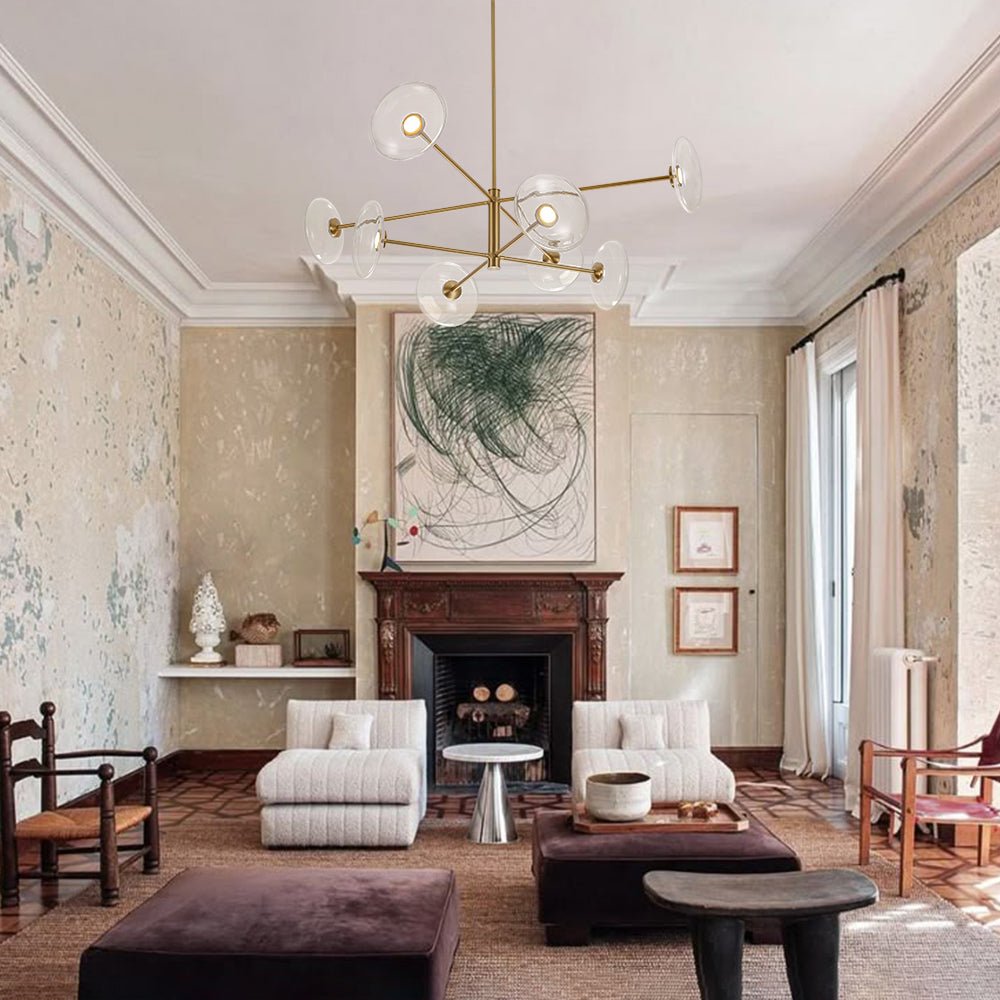 Freyza | Lustre design Tinduli à 8 lumières en verre, intensité réglable – salle à manger et salon