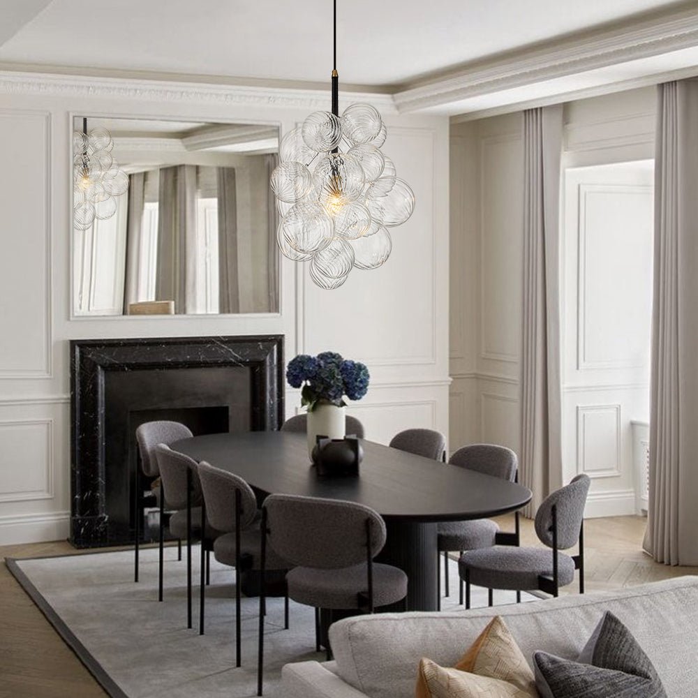 Freyza | Ornauge Cluster Ribbed Glass Chandelier – Dining Room Living Room