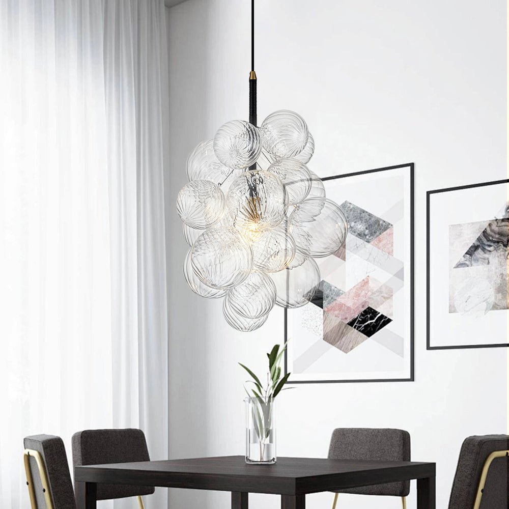 Freyza | Ornauge Cluster Ribbed Glass Chandelier – Dining Room Living Room