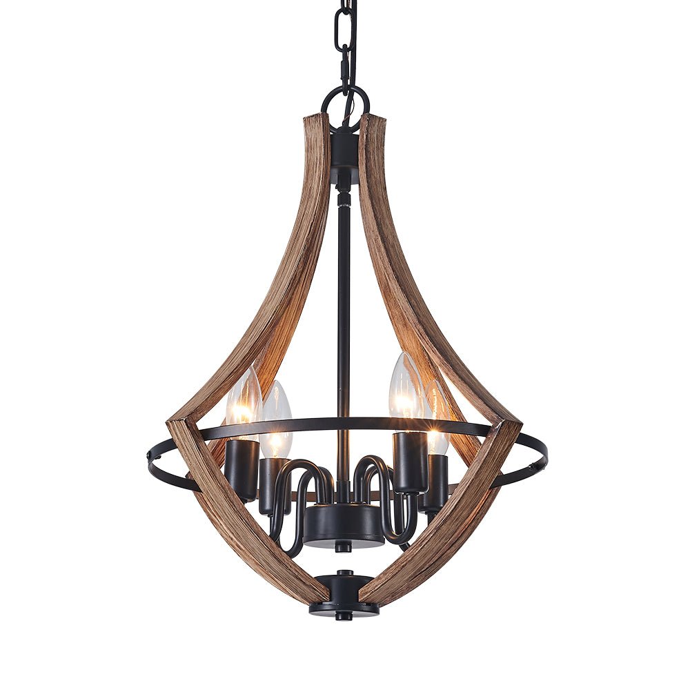 Freyza | Ornulix rustikaler Kronleuchter aus Holz im Empire-Stil – Esszimmer Wohnzimmer