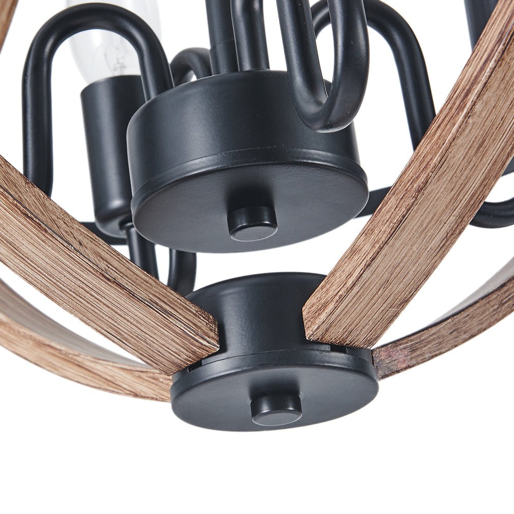 Freyza | Ornulix rustikaler Kronleuchter aus Holz im Empire-Stil – Esszimmer Wohnzimmer