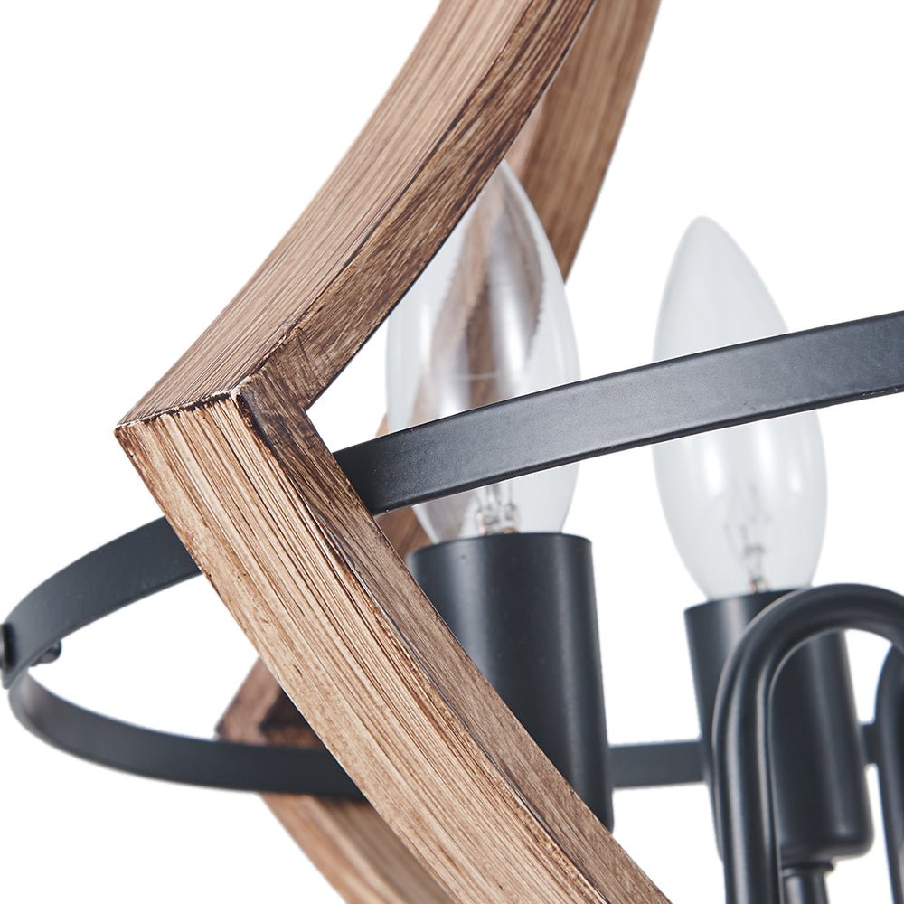 Freyza | Ornulix rustikaler Kronleuchter aus Holz im Empire-Stil – Esszimmer Wohnzimmer