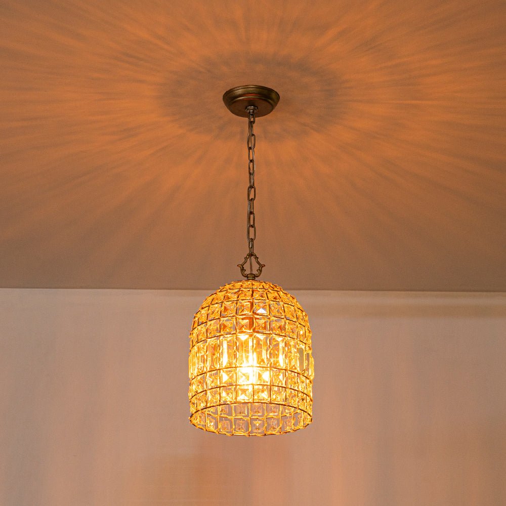 Freyza | Elvora Lustre en cristal couleur laiton antique – Salle à manger, salon