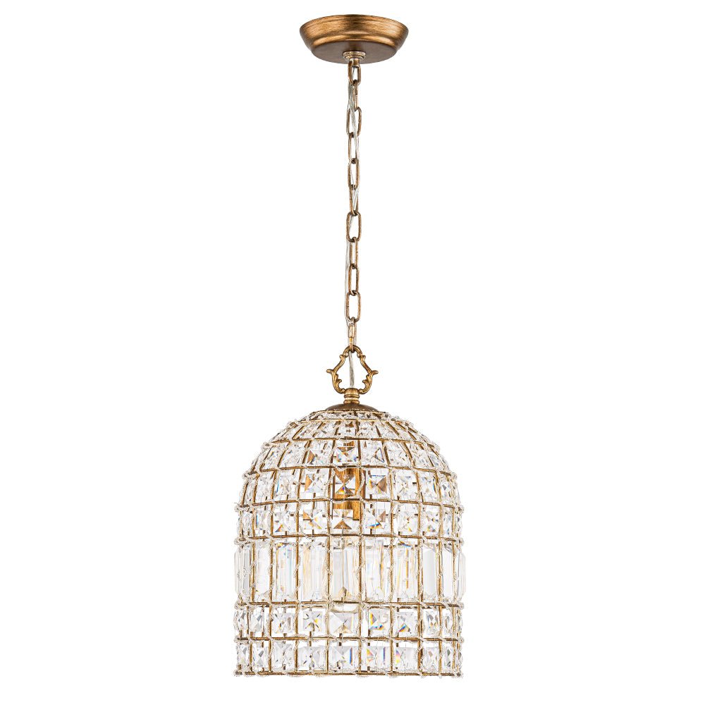Freyza | Elvora Lustre en cristal couleur laiton antique – Salle à manger, salon