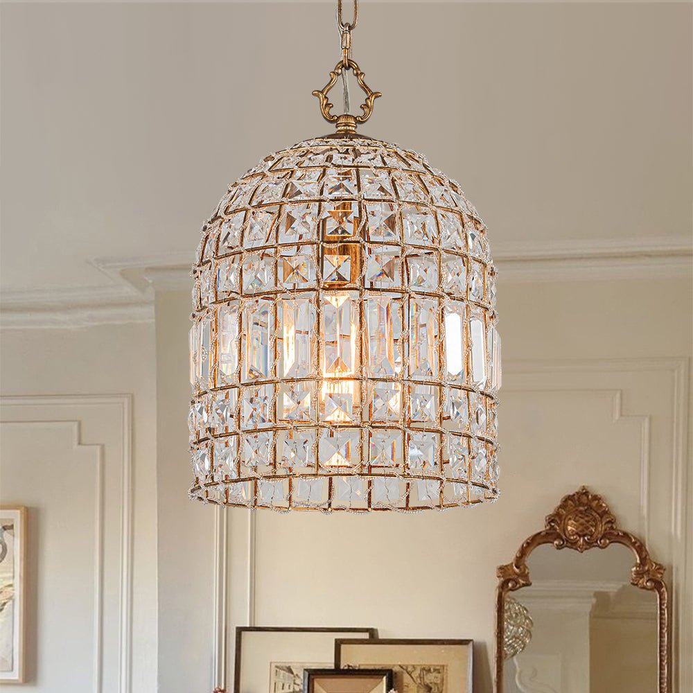 Freyza | Elvora Lustre en cristal couleur laiton antique – Salle à manger, salon