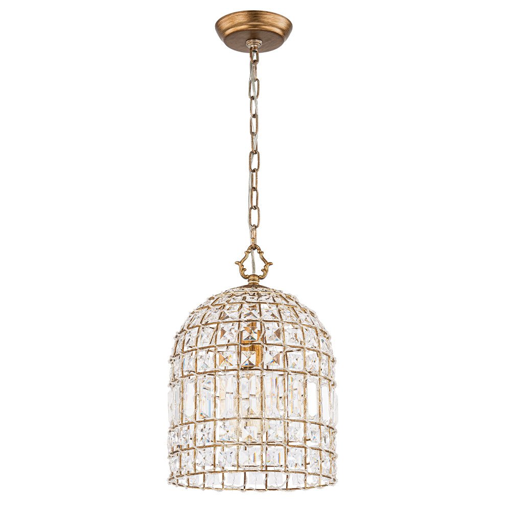 Freyza | Elvora Lustre en cristal couleur laiton antique – Salle à manger, salon