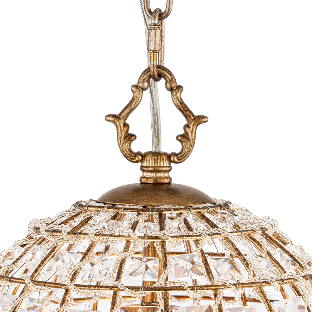 Freyza | Elvora Lustre en cristal couleur laiton antique – Salle à manger, salon