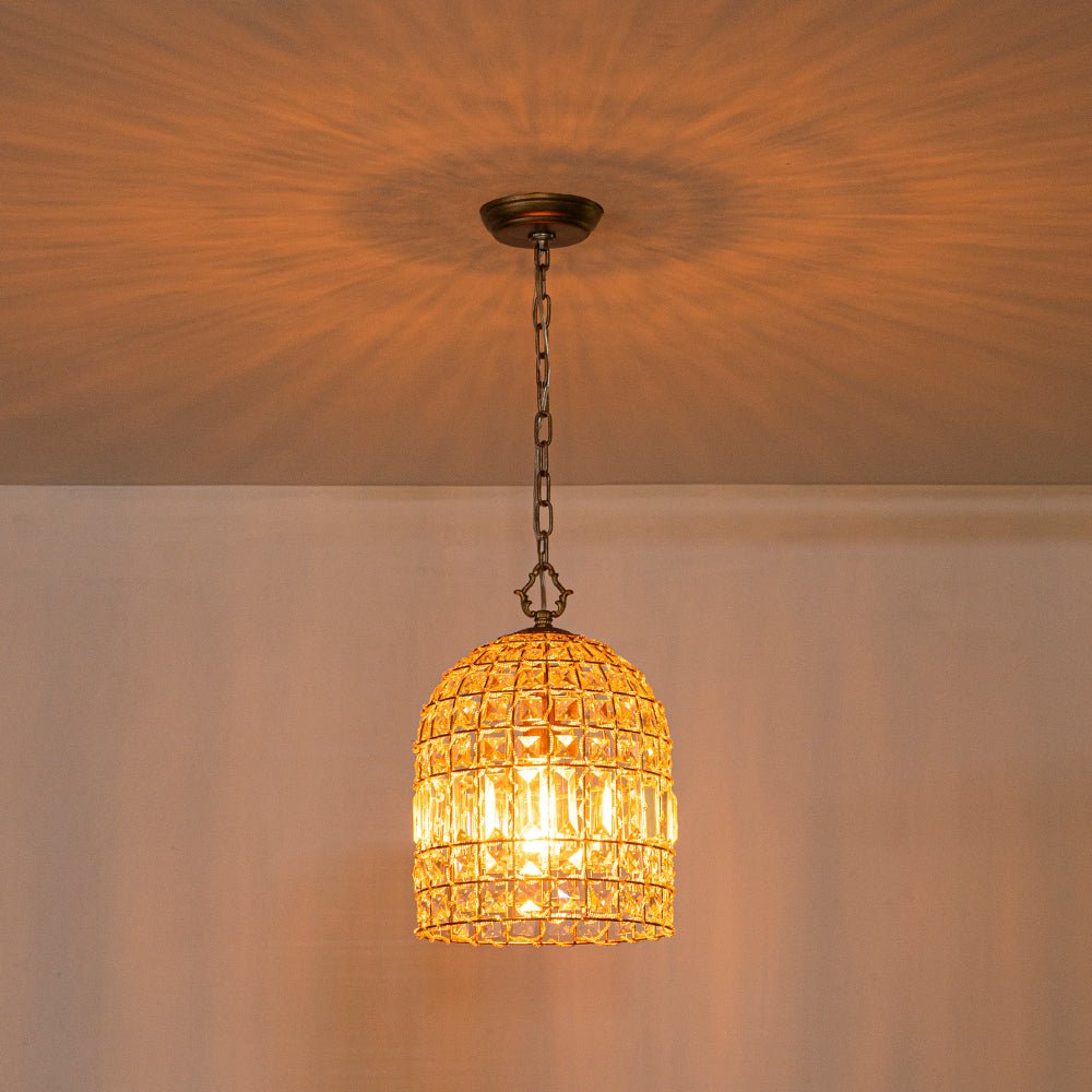 Freyza | Elvora Lustre en cristal couleur laiton antique – Salle à manger, salon