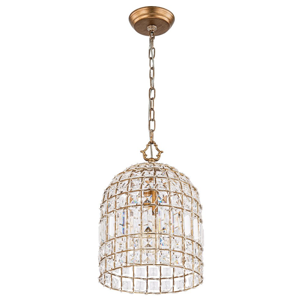 Freyza | Elvora Lustre en cristal couleur laiton antique – Salle à manger, salon