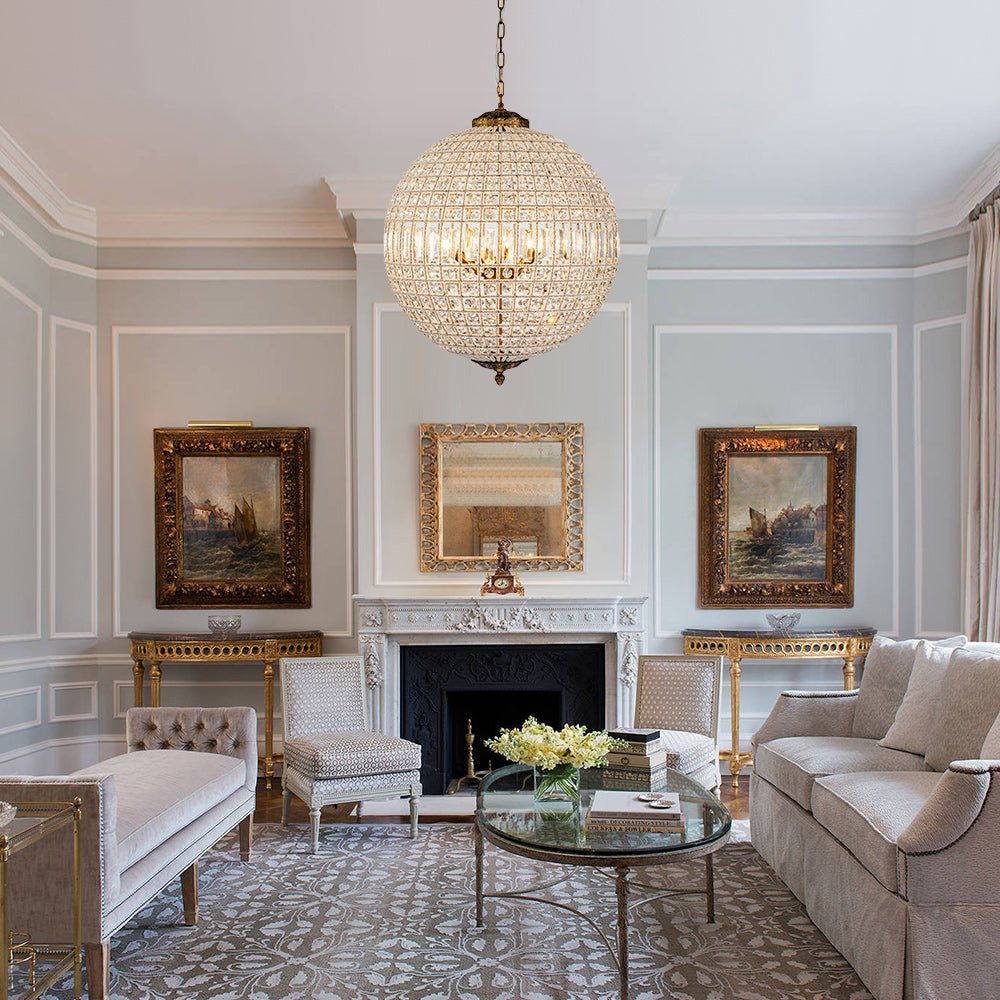 Freyza | Roligt Vintage Globe Brass Crystal Chandelier – Vintage Dining Room Living Room