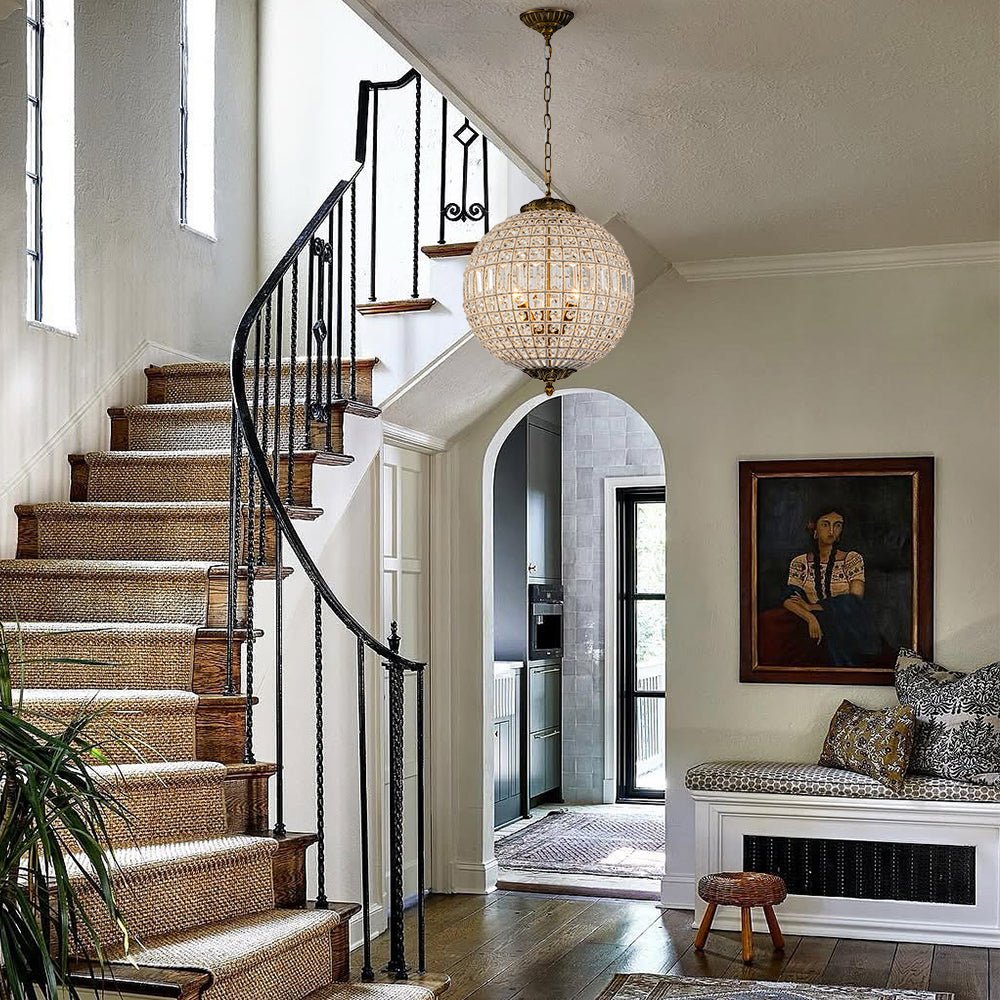 Freyza | Roligt Vintage Globe Brass Crystal Chandelier – Vintage Dining Room Living Room