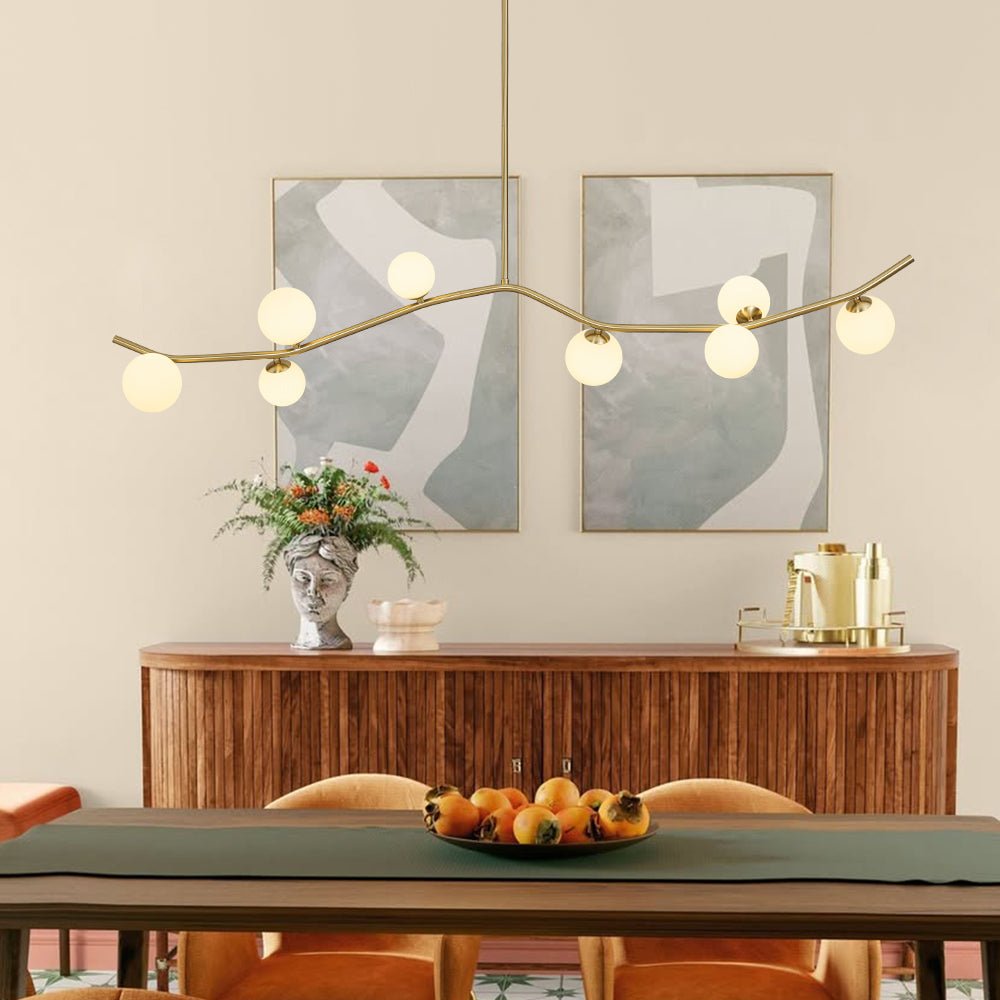 Freyza | Eiriksd Funky Curved Glass Chandelier – Dining Room Living Room
