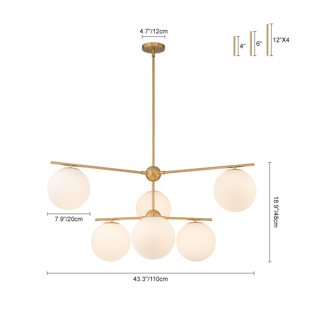 Freyza | Ildvuva Funky Linear Glass Opal Chandelier – Dining Room Living Room