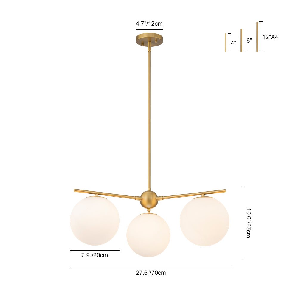 Freyza | Ildvuva Funky Linear Glass Opal Chandelier – Dining Room Living Room