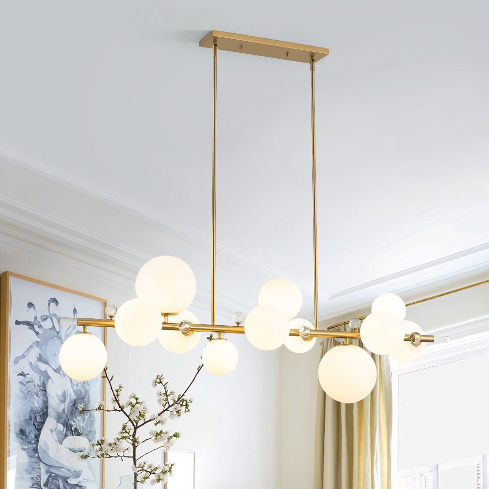 Freyza | Lustre Sifunix en verre opale à brillance linéaire – salle à manger, salon
