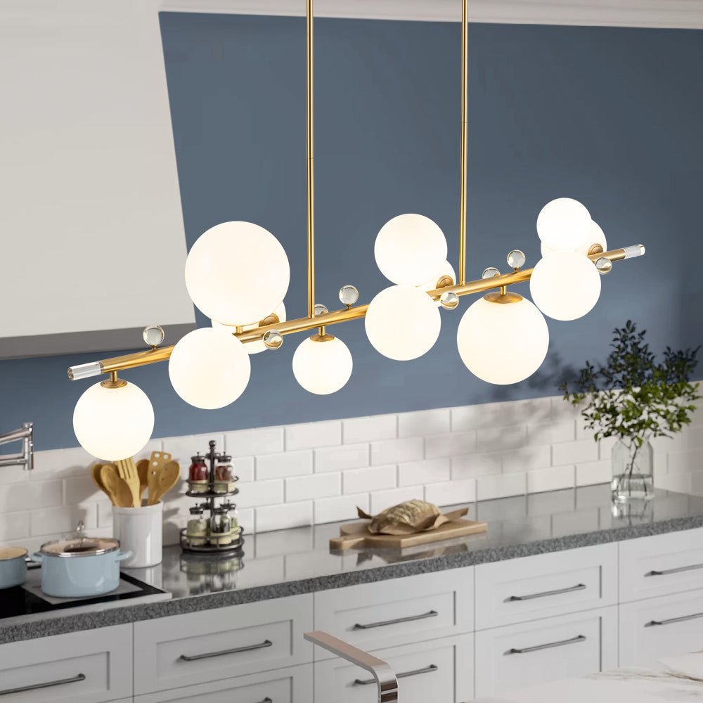 Freyza | Lustre Sifunix en verre opale à brillance linéaire – salle à manger, salon