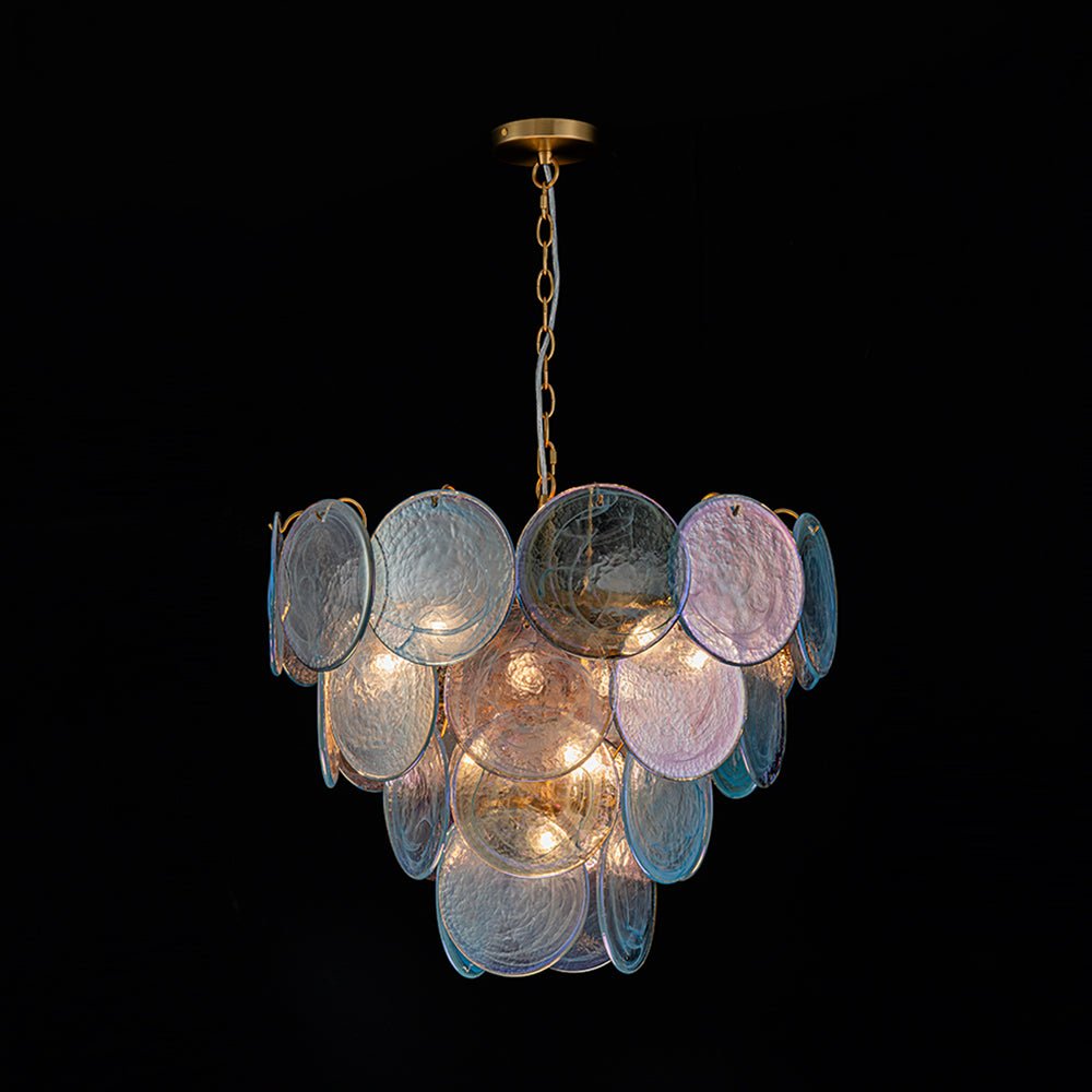Freyza | Ulfuli Iridescent Swirl Glass Chandelier – Dining Room Living Room