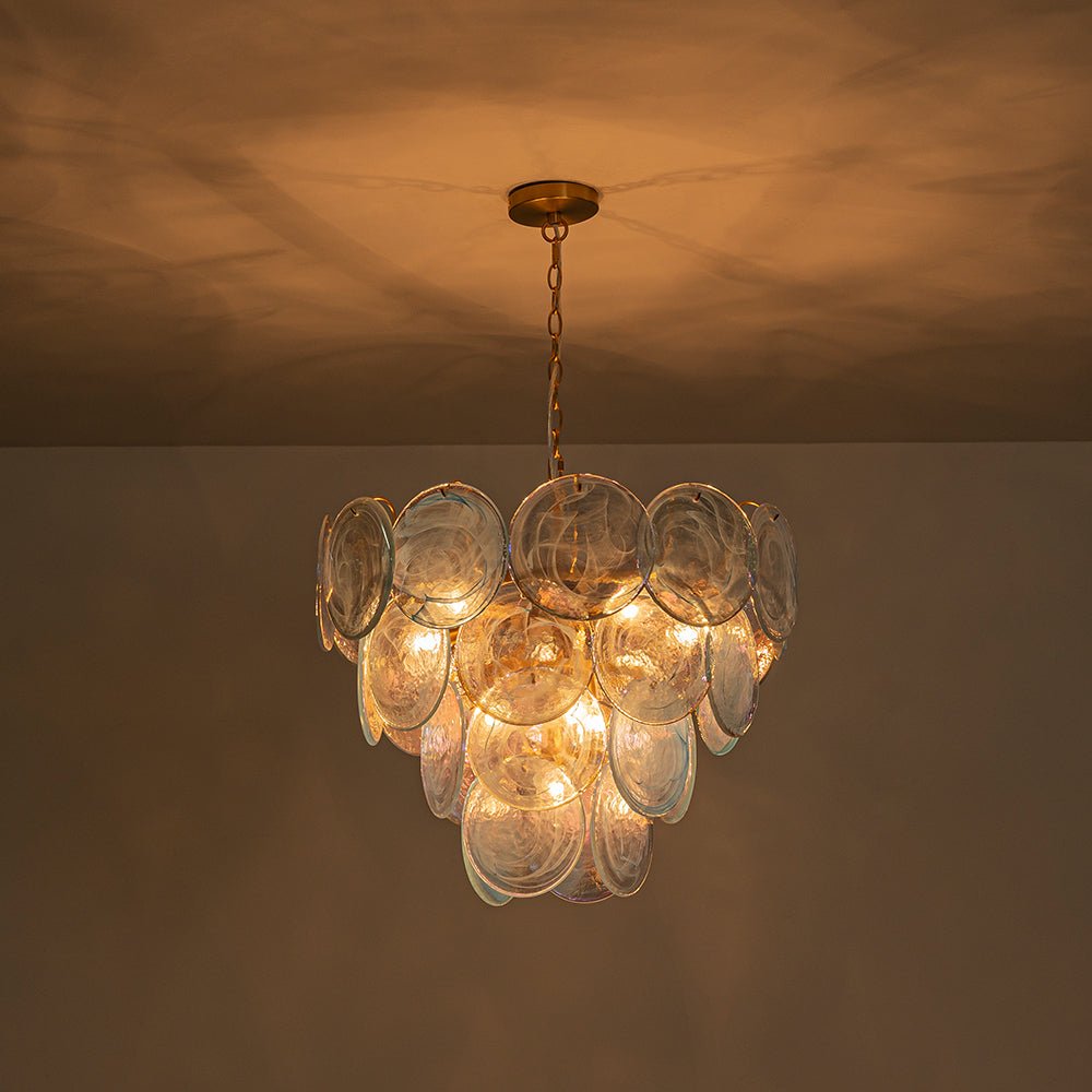 Freyza | Ulfuli Iridescent Swirl Glass Chandelier – Dining Room Living Room