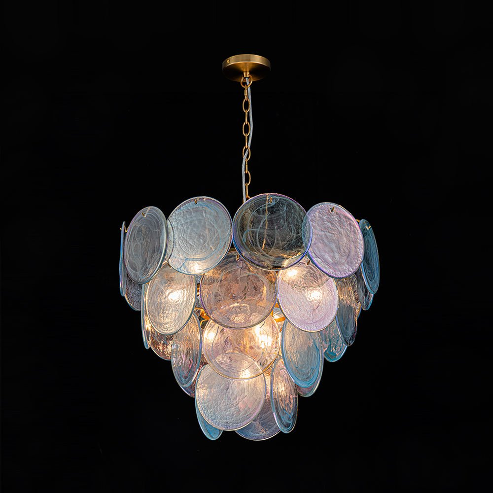 Freyza | Ulfuli Iridescent Swirl Glass Chandelier – Dining Room Living Room