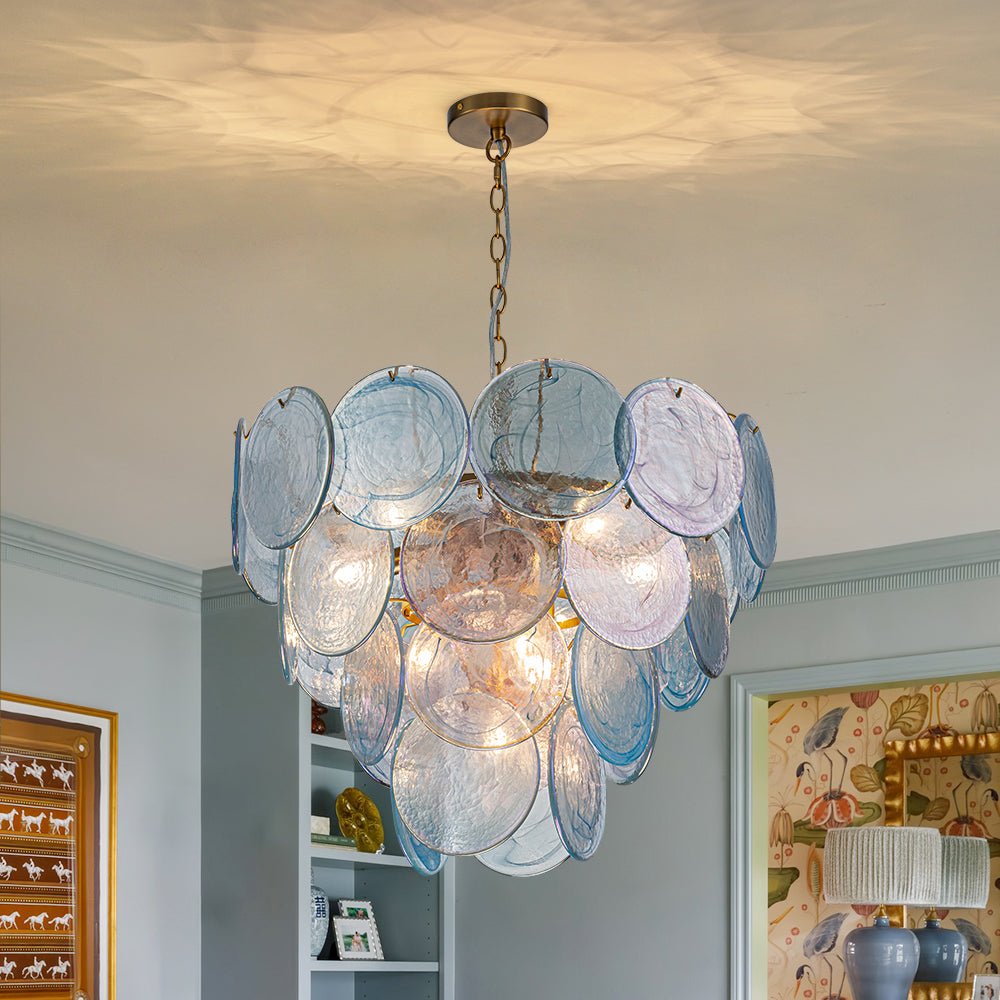 Freyza | Ulfuli Iridescent Swirl Glass Chandelier – Dining Room Living Room