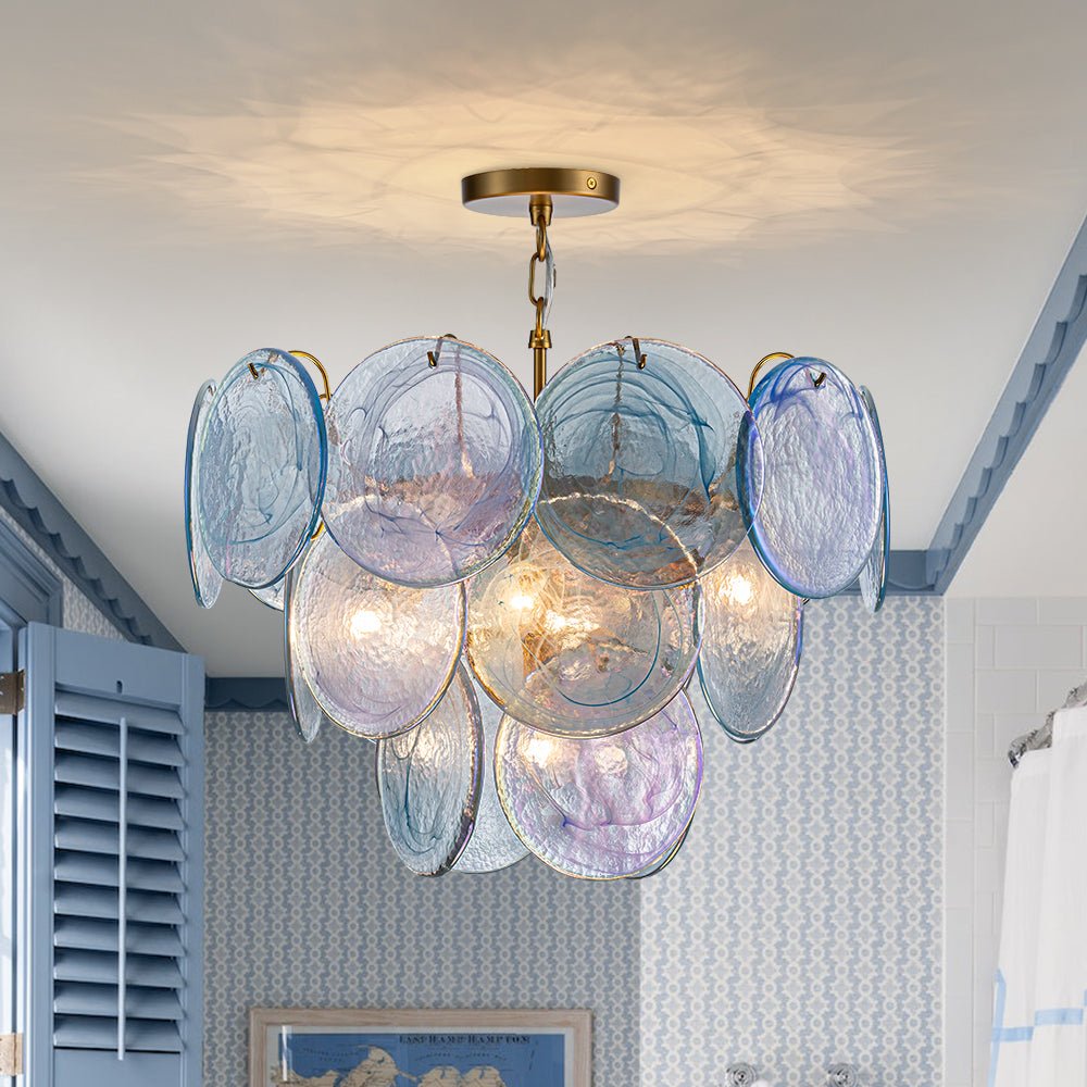 Freyza | Ulfuli Iridescent Swirl Glass Chandelier – Dining Room Living Room