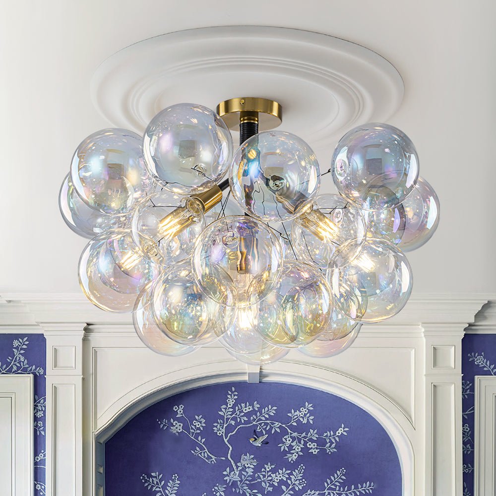 Freyza | Tindulix Iridescent Glass Glass Chandelier – Dining Room Living Room