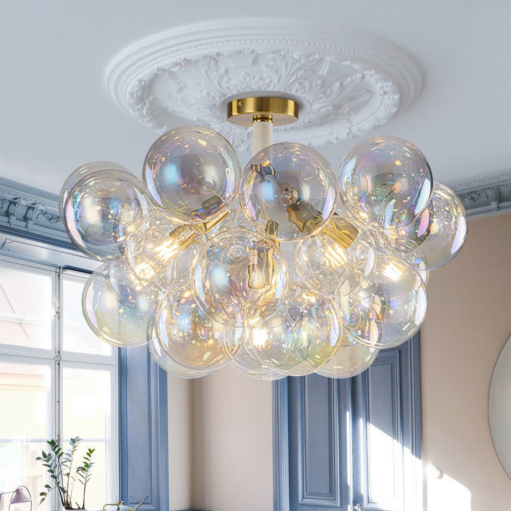Freyza | Tindulix Iridescent Glass Glass Chandelier – Dining Room Living Room