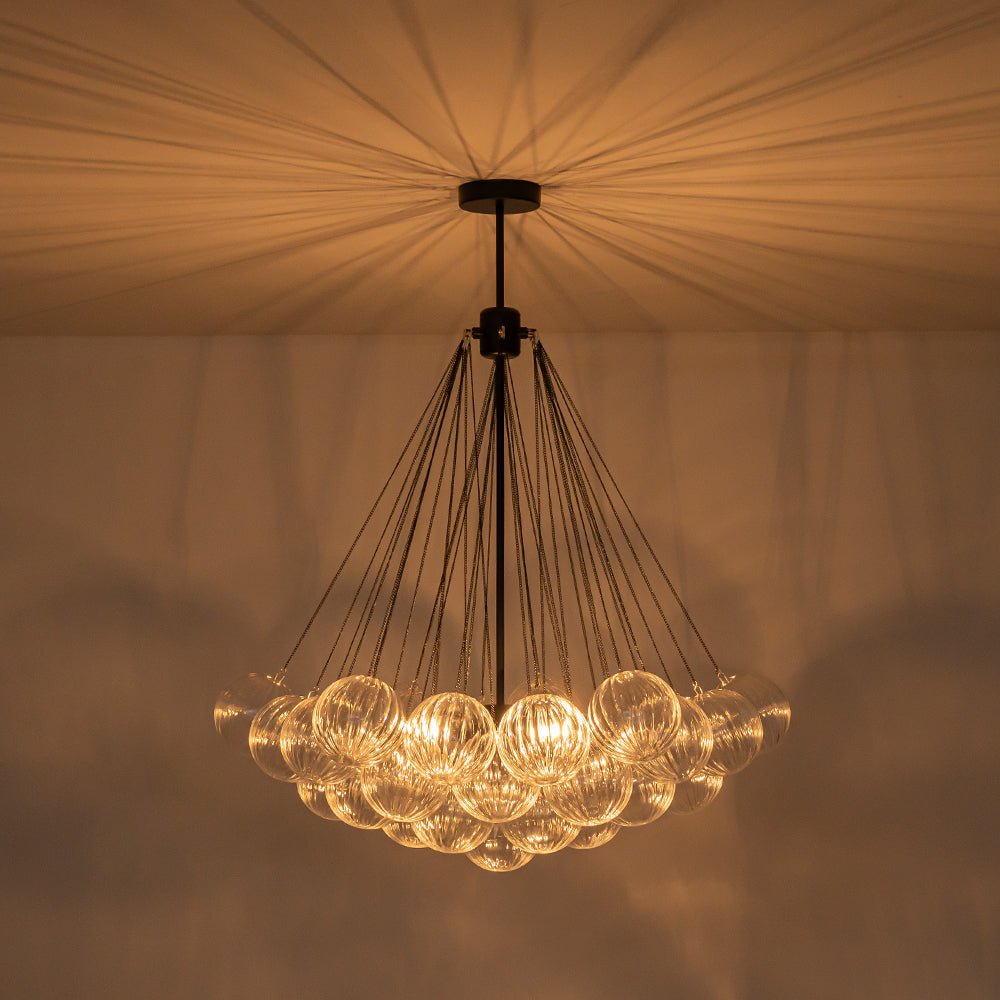Freyza | Aevuvox glamouröse gerippte Glas-Hängeleuchte – Esszimmer Wohnzimmer