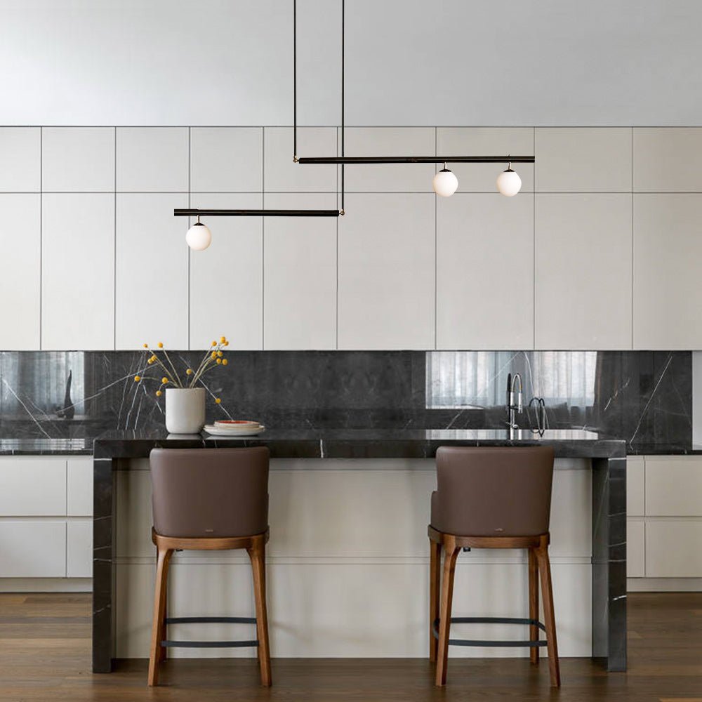 Freyza | Sifjar minimalistischer linearer Kronleuchter aus Glas – minimalistisches Esszimmer und Wohnzimmer