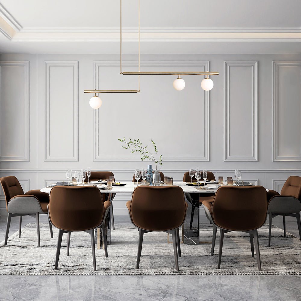 Freyza | Sifjar minimalistischer linearer Kronleuchter aus Glas – minimalistisches Esszimmer und Wohnzimmer