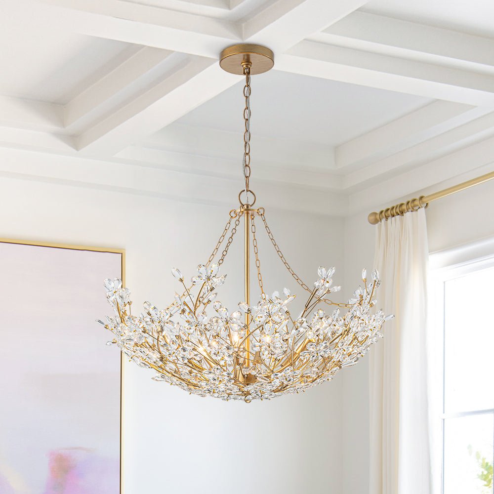 Freyza | Astron Luxe Floral Crystal Chandelier – Dining Room Living Room
