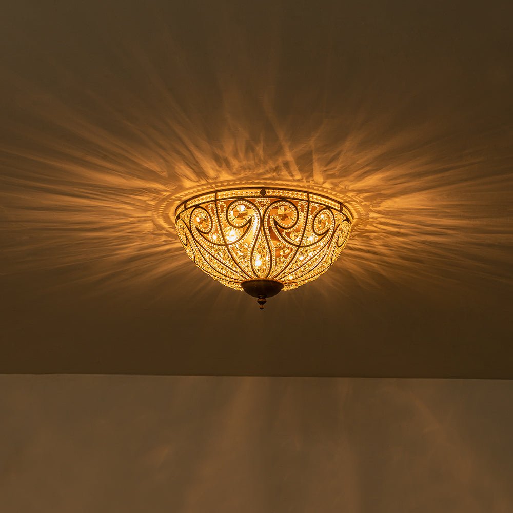 Freyza | Lustre marocain traditionnel de luxe en bronze et cristal – Chambre et salon traditionnels