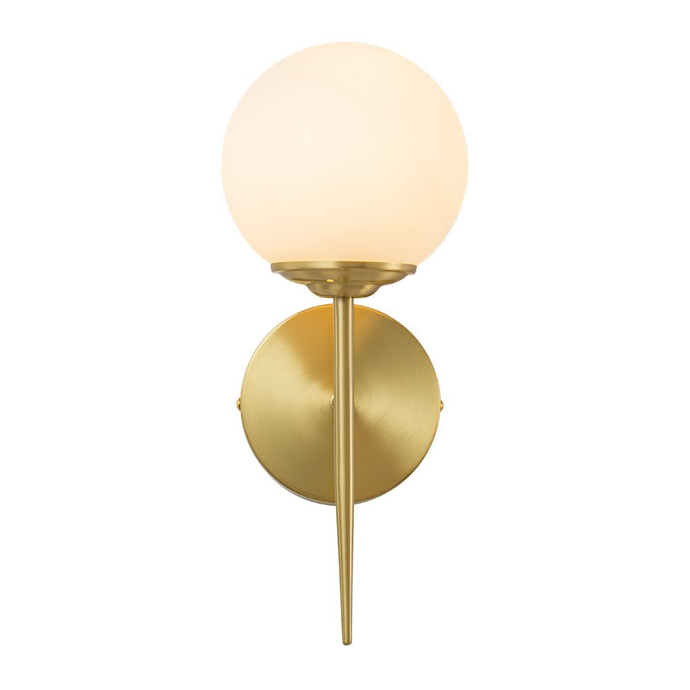 Freyza | Aether Mid-Century Minimalist Brass Glass Wall Sconce – Minimalist Living Room Hallway