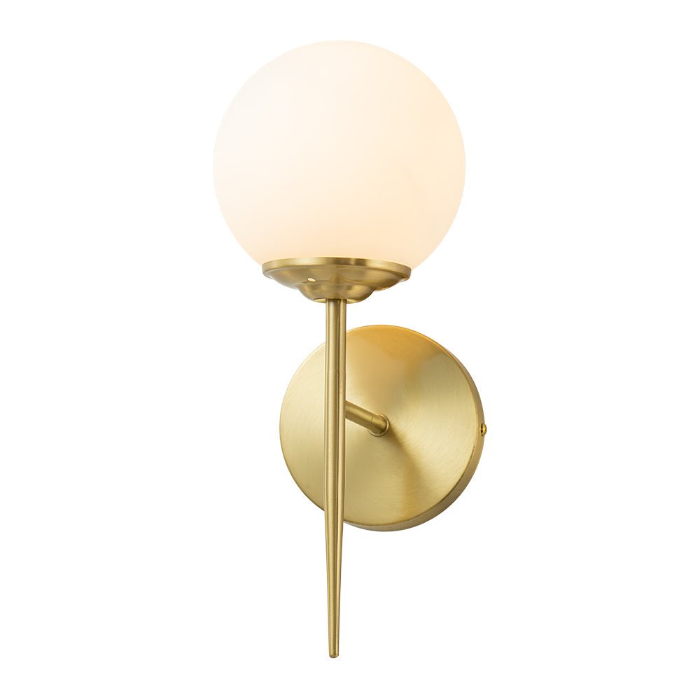 Freyza | Aether Mid-Century Minimalist Brass Glass Wall Sconce – Minimalist Living Room Hallway