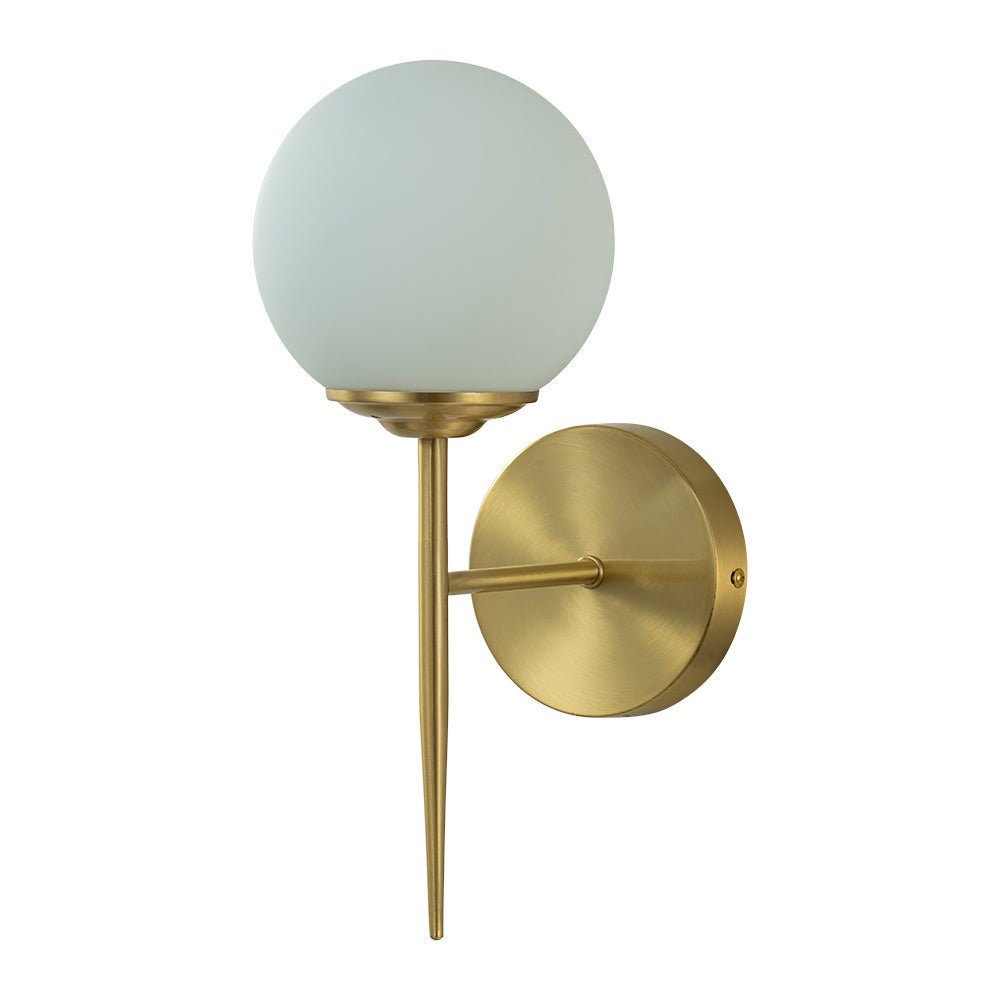 Freyza | Aether Mid-Century Minimalist Brass Glass Wall Sconce – Minimalist Living Room Hallway