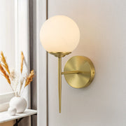 Freyza | Aether Mid-Century Minimalist Brass Glass Wall Sconce – Minimalist Living Room Hallway