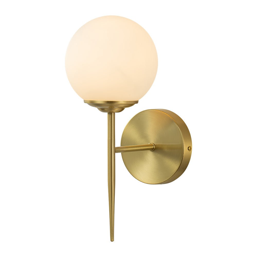 Freyza | Aether Mid-Century Minimalist Brass Glass Wall Sconce – Minimalist Living Room Hallway