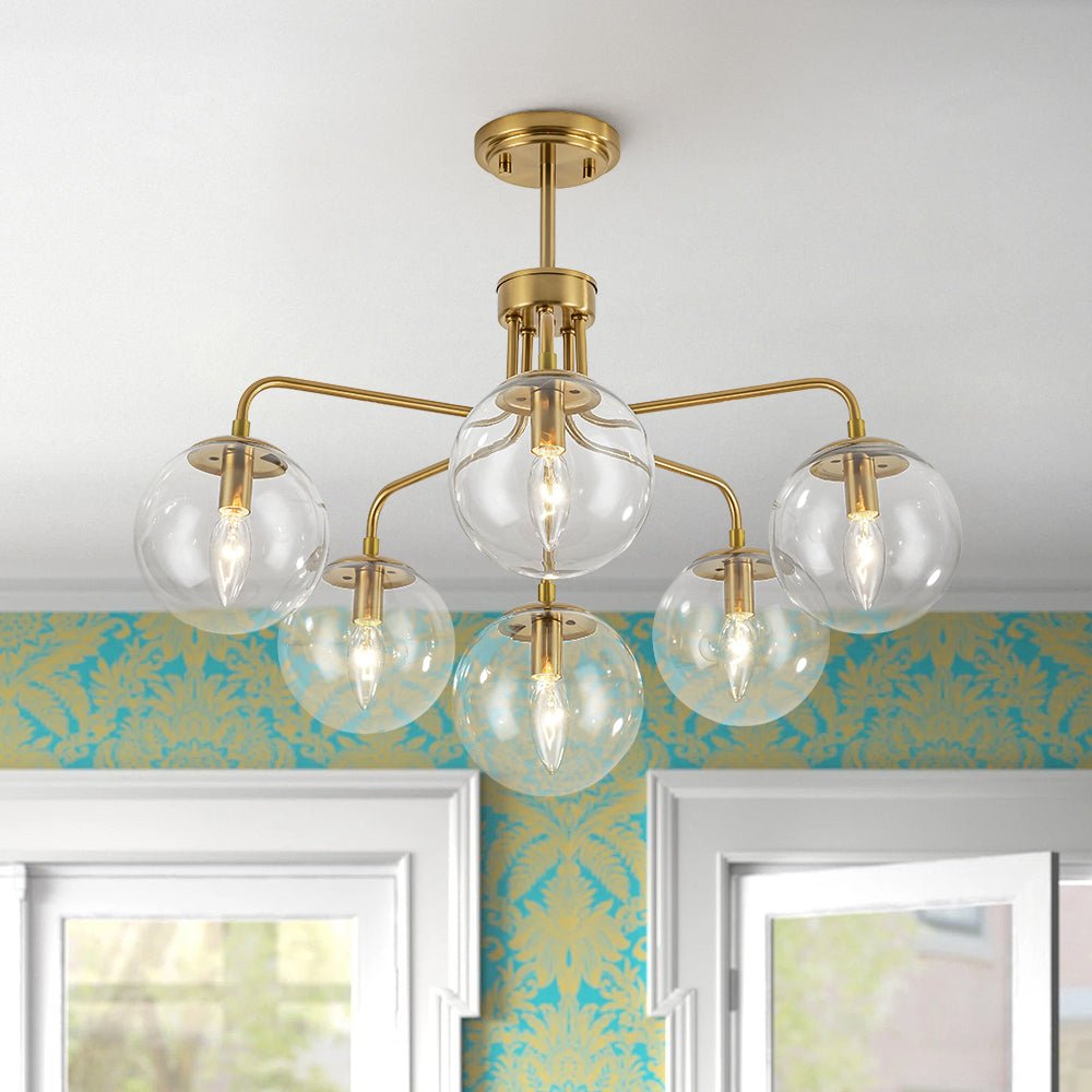 Freyza | Lustre en verre bullé Aevuvix de style moderne du milieu du siècle – Salle à manger et salon de style moderne du milieu du siècle