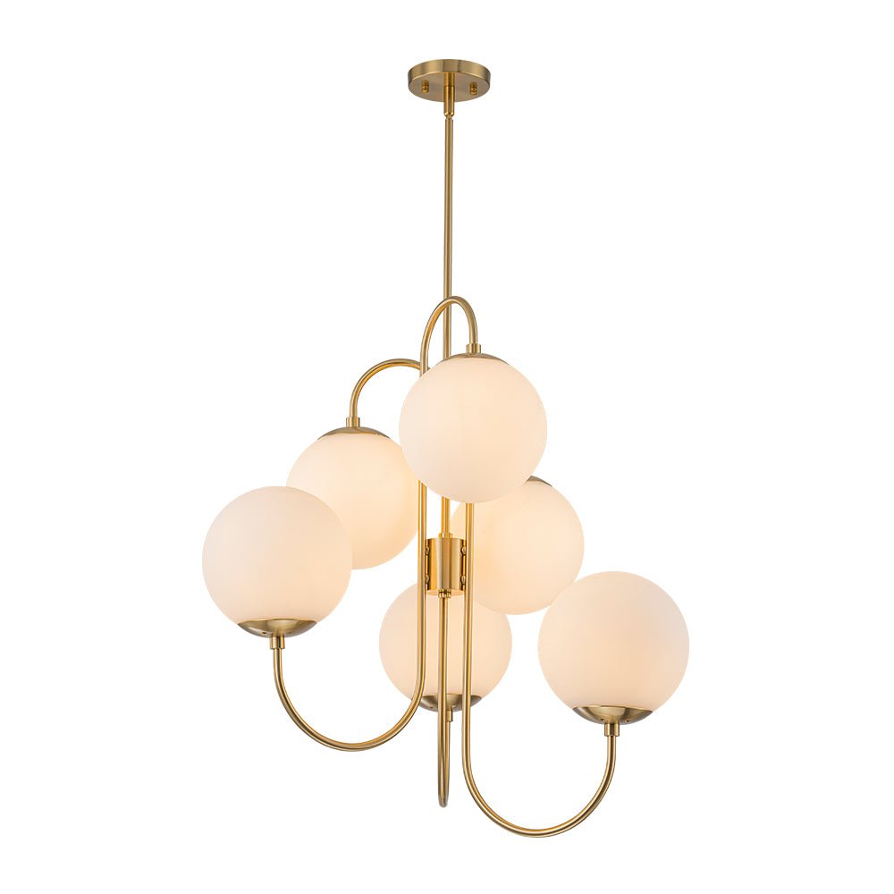 Freyza | Rauduvyr Mid-Century Goose Glass Opal Chandelier – Mid-Century Dining Room Living Room
