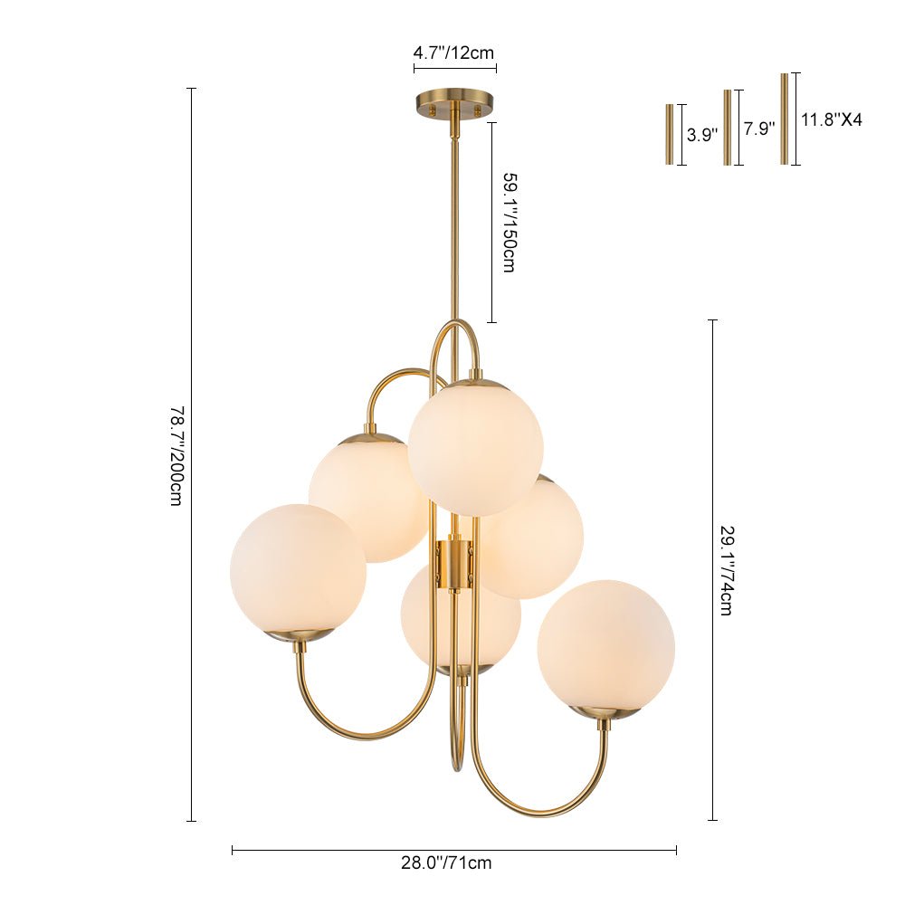 Freyza | Rauduvyr Mid-Century Goose Glass Opal Chandelier – Mid-Century Dining Room Living Room